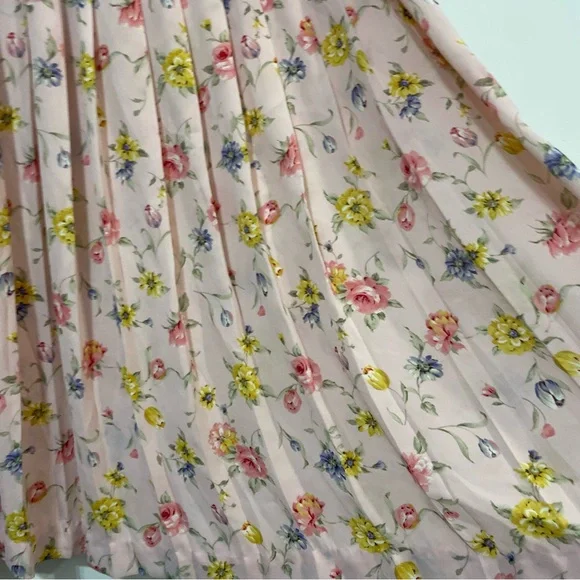 Susan Bristol New Traditions Made In USA Pleated Floral Pink Midi Skirt Size XL - Picture 5 of 8